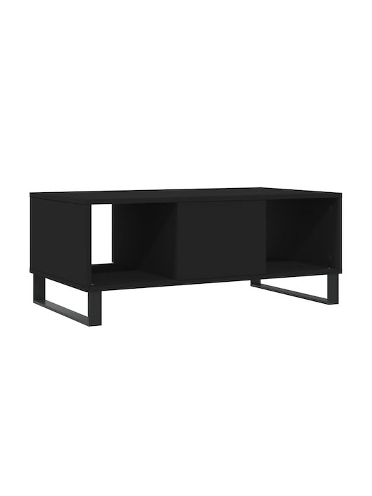 Rectangular Central Wooden Coffee Table with Drawers Black M90xP50xH36.5cm
