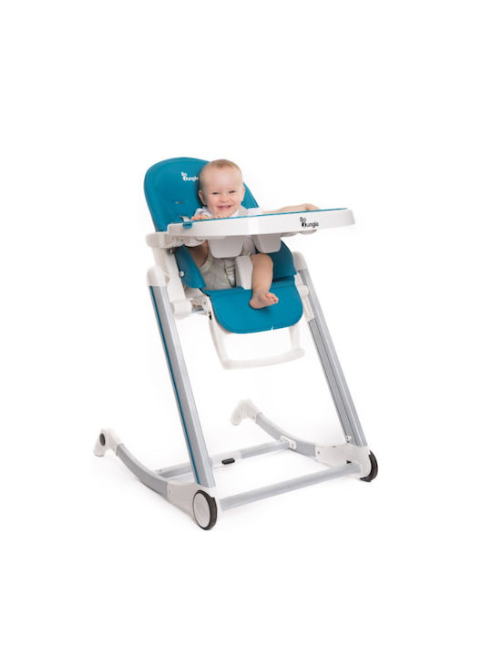 Bo Jungle B-High Chair Αναδιπλούμενο Καρεκλάκι Φαγητού με Ρυθμιζόμενο Ύψος Τιρκουάζ