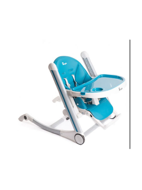 Bo Jungle B-High Chair Αναδιπλούμενο Καρεκλάκι Φαγητού με Ρυθμιζόμενο Ύψος Τιρκουάζ