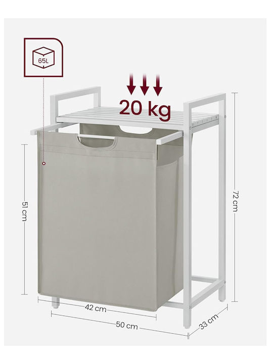 Vasagle Metal Laundry Basket 65l 50x33x72cm White