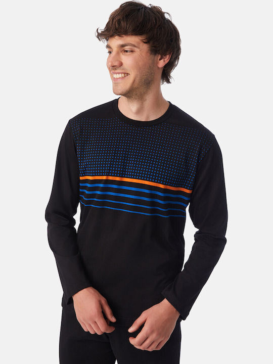 Minerva Dots and Stripes Χειμερινή Ανδρική Πιτζάμα Βαμβακερή