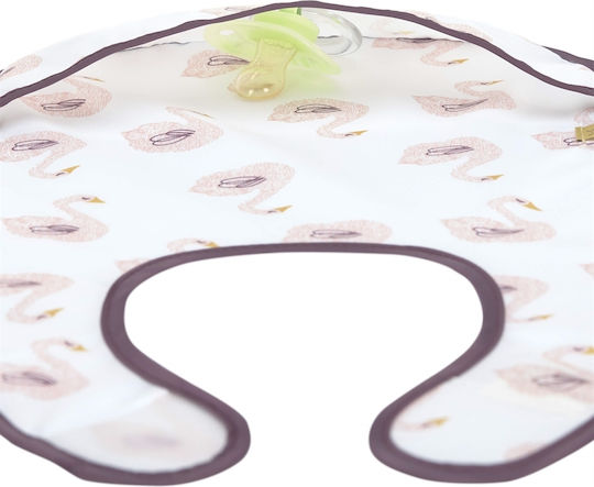 Laessig Little Water Swan Αδιάβροχη Σαλιάρα Πλαστική με Αυτοκόλλητο & Τσέπη Ροζ για 6 m+