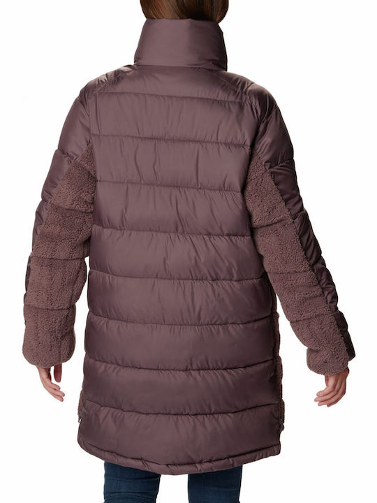 Columbia Leadbetter Point Lang Damen Puffer Jacke Winddicht für Winter Lila