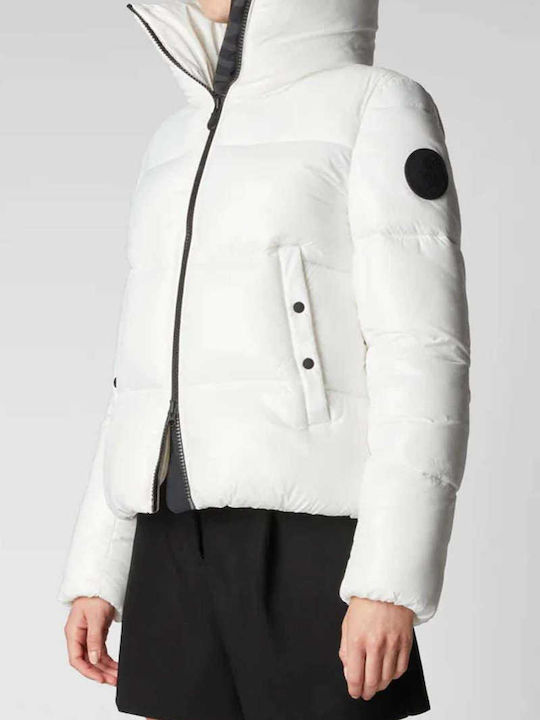 Women's Short Puffer Jacket for Winter White