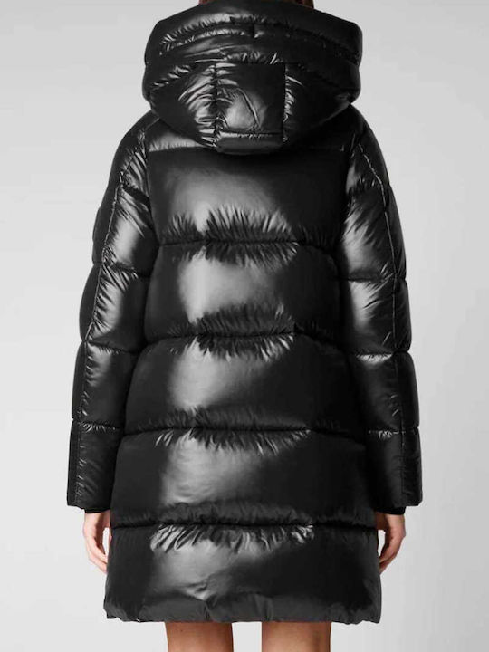 Save The Duck Women's Short Puffer Jacket for Winter with Hood Black