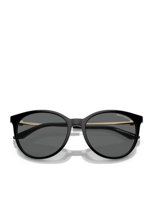 Armani Exchange Women's Sunglasses with Black Horn-Rimmed Frame and Grey Lenses AX4140S