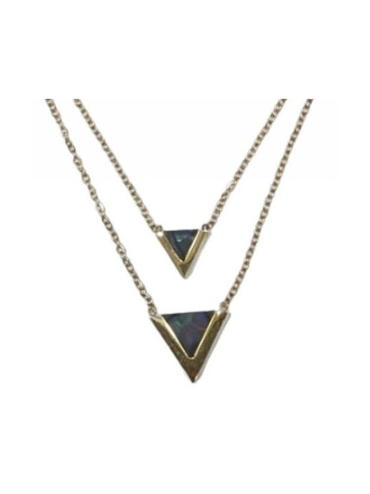 Kostibas Fashion Necklace Double from Gold Plated Steel