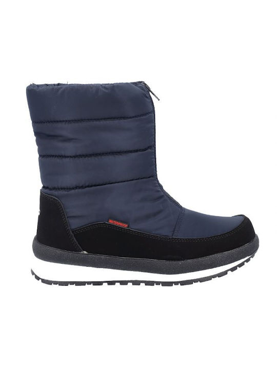 CMP Kids PU Leather Snow Boots with Zipper Navy Blue