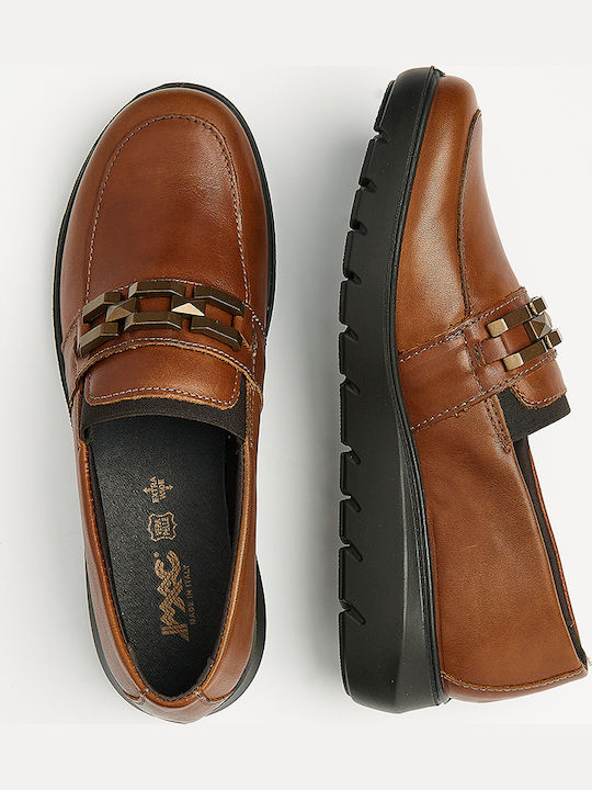 Leder Damen Mokassins in Braun Farbe