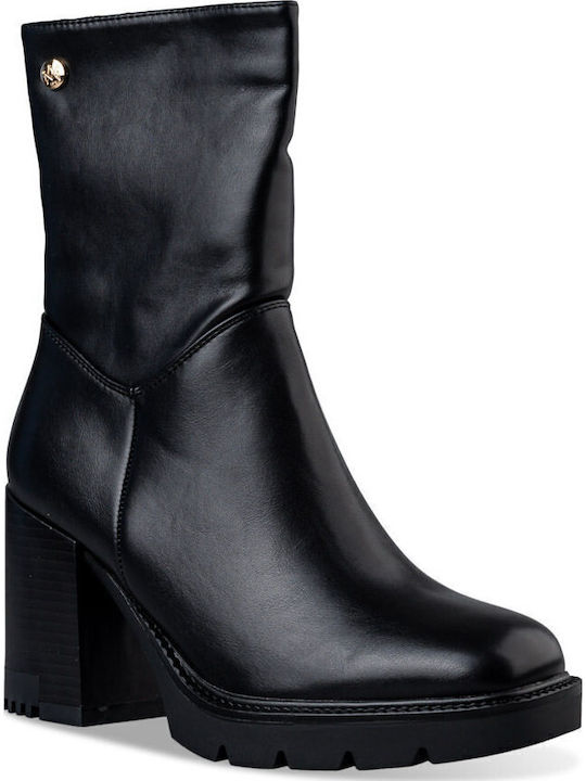 Ghete Dama Ankle Boots Cu Toc Înalt Negre