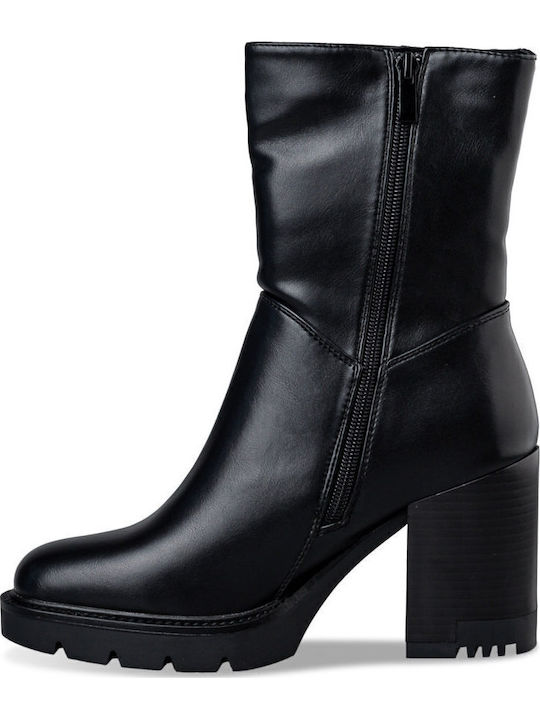 Ghete Dama Ankle Boots Cu Toc Înalt Negre