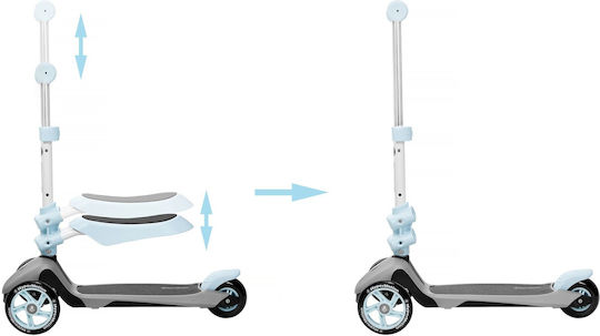 HyperMotion Kinderroller 3 in 1 3-Rad mit Sitz Hellblau