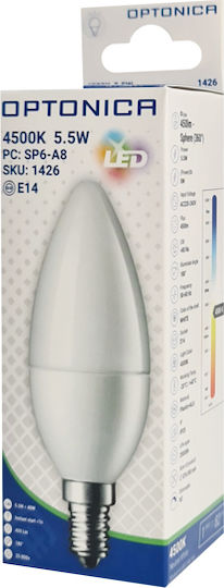 Optonica LED Bulb 3W 100mm for Socket E14 and Shape C37 Cool White 240lm