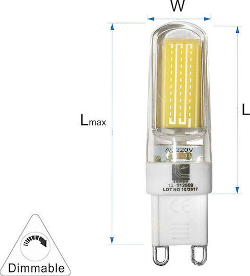 Adeleq LED крушка 2.5W Тип Флуоресцентни за фасунга G9 и форма T8 Хладно бяло 260лм Димируем