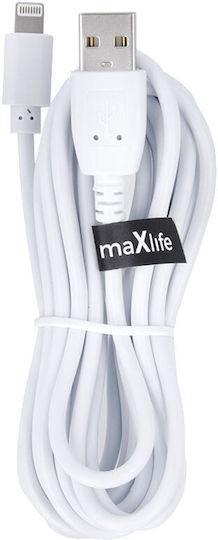 Maxlife Regular USB-A la Cablu Lightning Alb 3m (MAXLIFELIGH3)