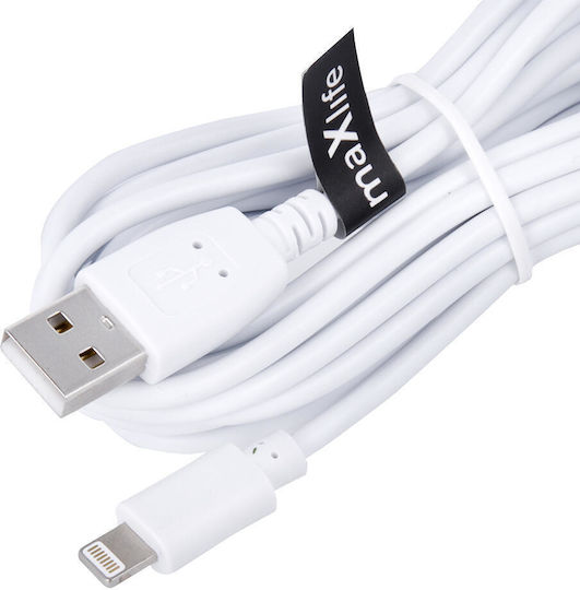 Maxlife Regular USB-A la Cablu Lightning Alb 3m (MAXLIFELIGH3)