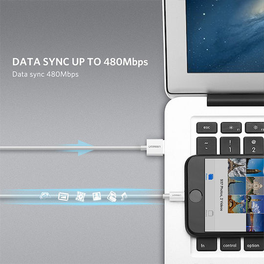 Ugreen Regular USB to Lightning Cable Λευκό 2m (20730)