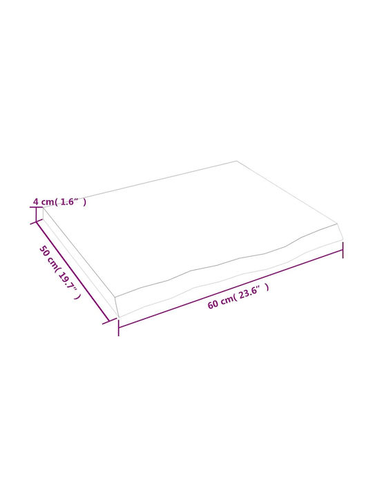 vidaXL Rectangular Office Desk Surface made of Solid Wood Raw 60x50x4cm 3156285 1pcs