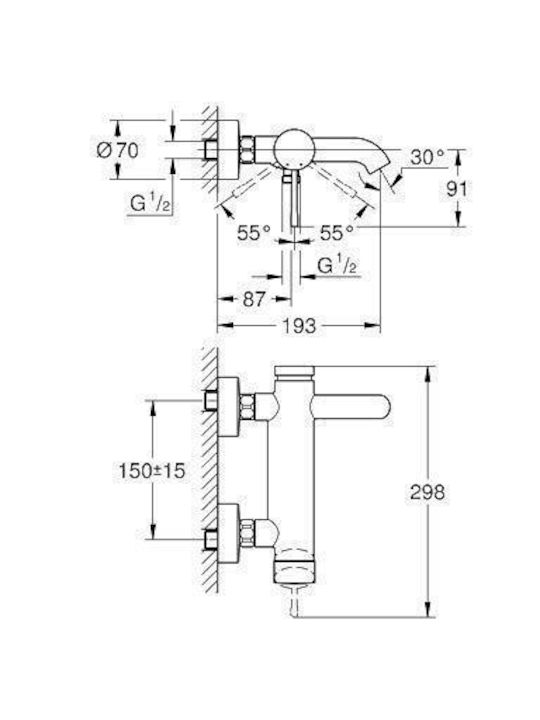 Grohe Essence Миксер Батерия Баня Черен