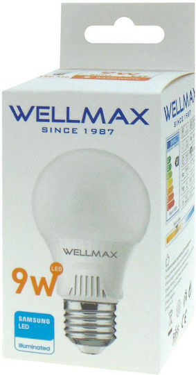 Wellmax LED Bulb 9W for Socket E27 and Shape A60 Warm White 810lm