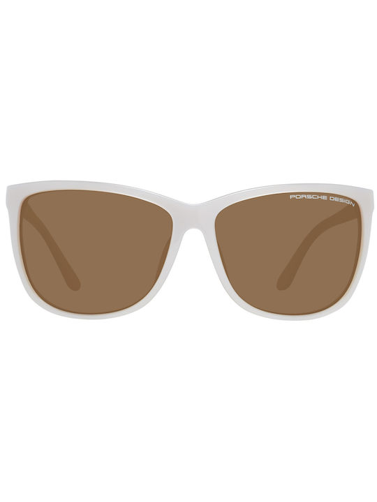 Porsche Design Women's Sunglasses with White Plastic Frame and Brown Lens P8590 C