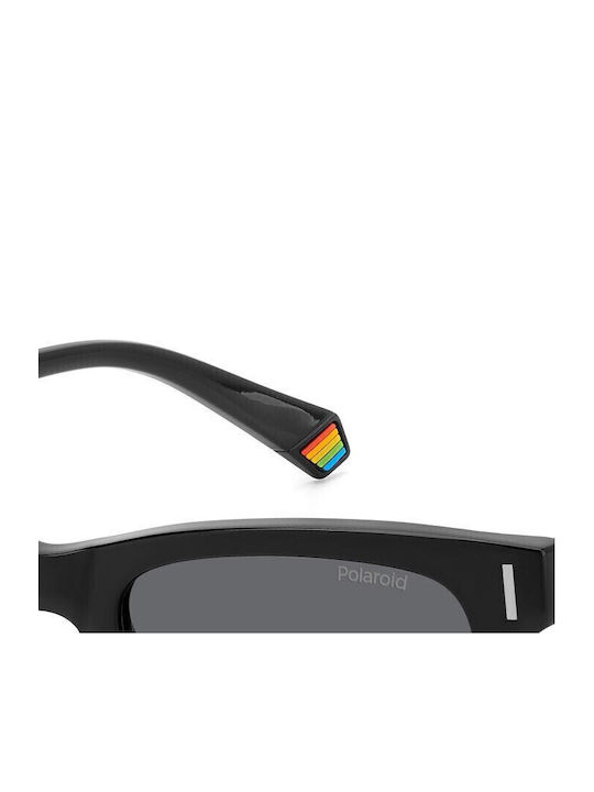 Polaroid Unisex Sunglasses with Black Plastic Frame and Gray Polarized Lens PLD6206/S 807/M9