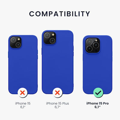 KWmobile Rubberized Umschlag Rückseite Silikon Blau (iPhone 15 Pro)