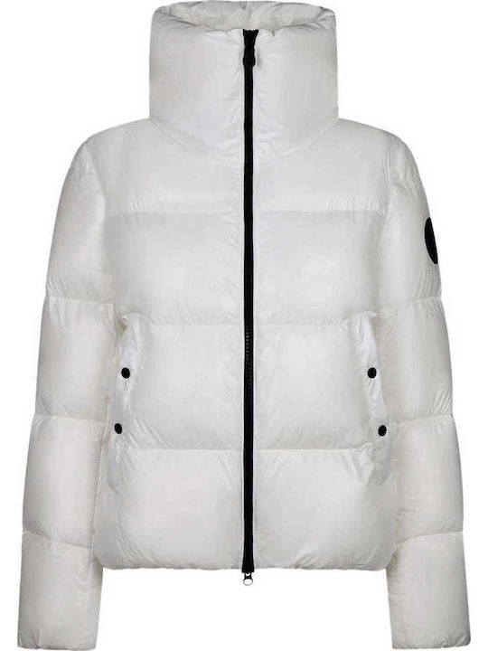 Women's Short Puffer Jacket for Winter White