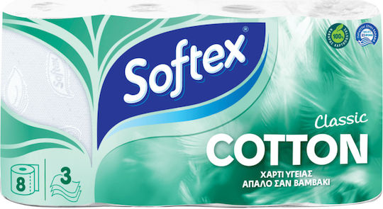 Softex Classic Cotton Χαρτί Υγείας 8 Ρολά 3 Φύλλων