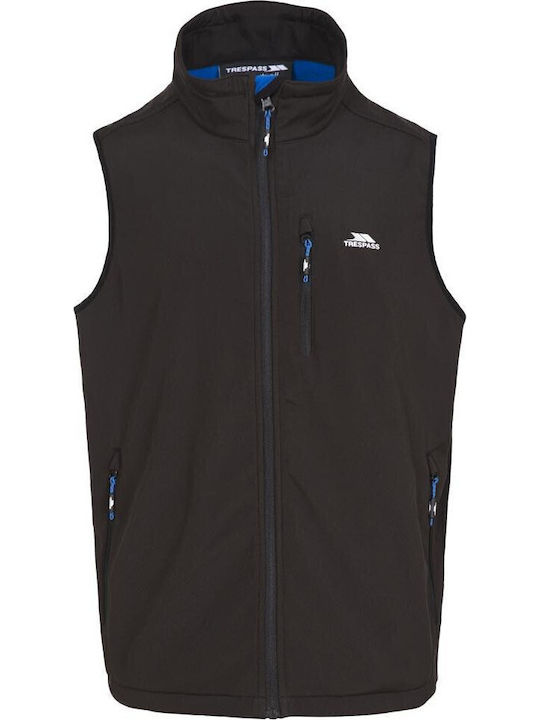 Vassus Black Sleeveless Jacket Softshell Waterproof and Windproof Black