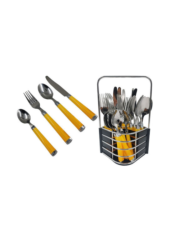 Καρβούνης 24-Piece Stainless Steel Yellow Cutlery Set