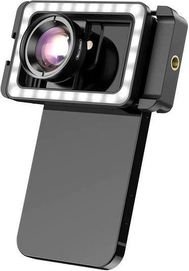 Apexel 3 in 1 Mobile Phone Clip, Macro Lens 100mm and Fill Light Phone Camera Lens Set Macro