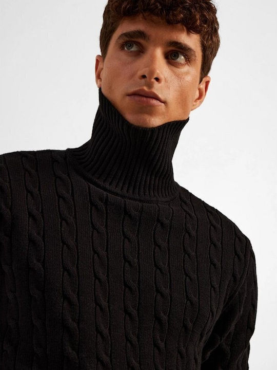 Selected Men's Long Sleeve Blouse Turtleneck Black