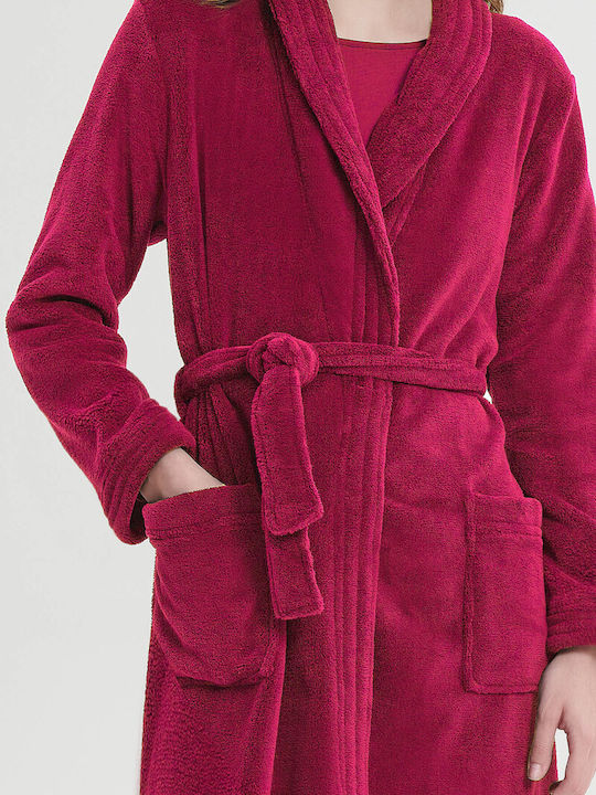 Vamp Winter Women's Fleece Robe Fuchsia