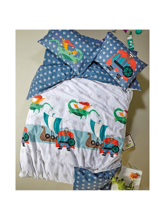 Kentia Viking Kids Cotton Pillowcase Set 50x70cm GREY- RED- BLUE- GREEN
