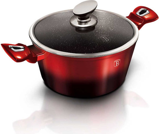 Berlinger Haus Metallic Line Дълбока Тенджера от Алуминий 4.1л / 24см Черно-Бордо