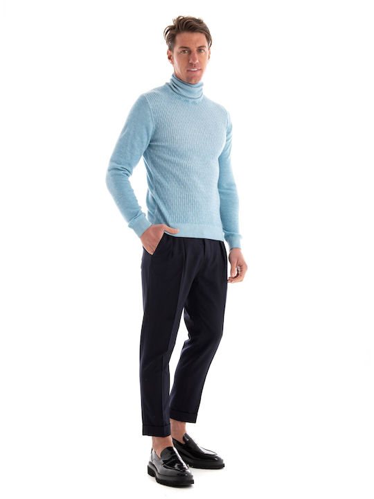 Paul Miranda Men's Long Sleeve Sweater Turtleneck Light Blue