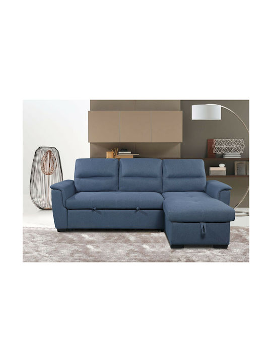Corner Couch Bed with Reversible Angle & Storage Space Blue 235x150x95 cm