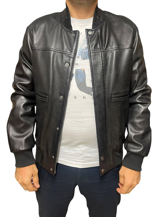 MARKOS LEATHER Men's Winter Leather Jacket Black