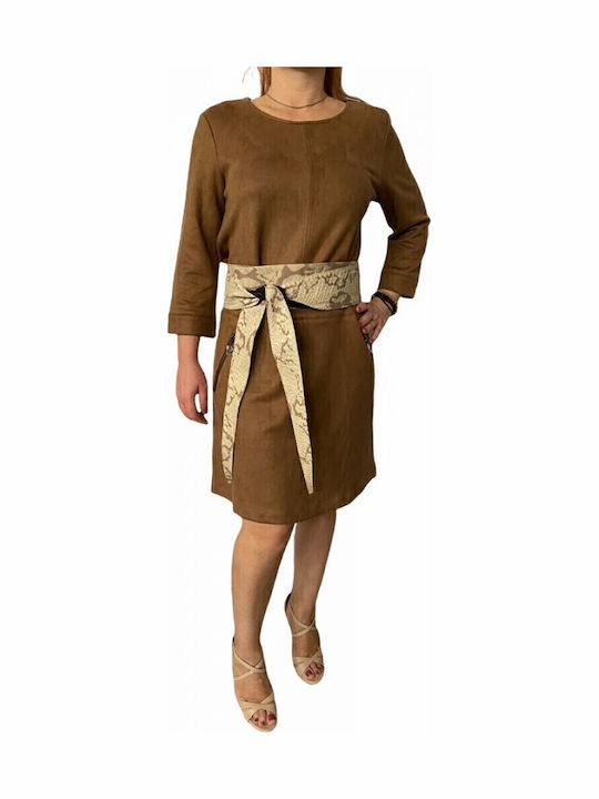 Breite Leder Damen Gürtel Beige