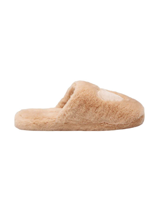 Ysabel Mora Women's Slippers with Fur Beige