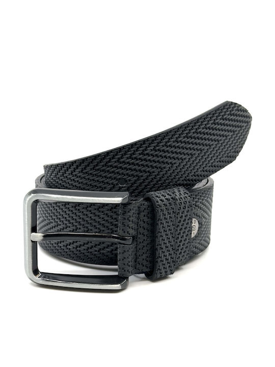 Wide Men's Belt Leather Black