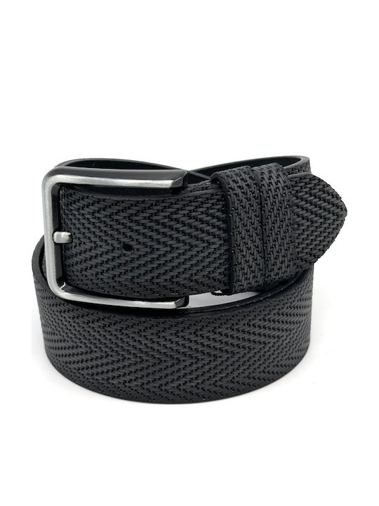Wide Men's Belt Leather Black