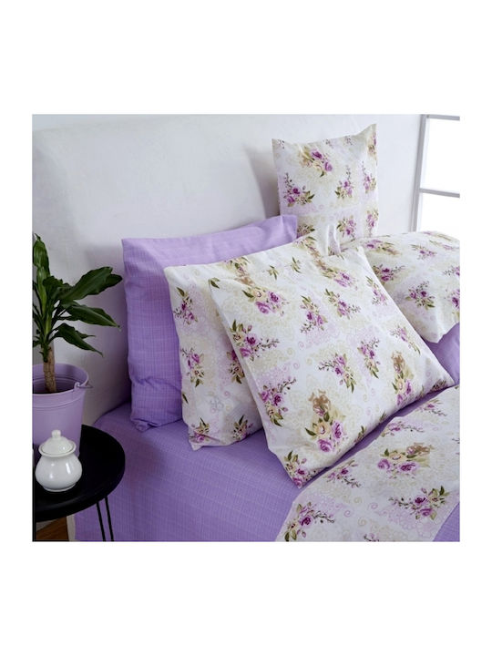 SB Home Set Cearșafuri Single 170x260cm. Fleur Lila 3buc