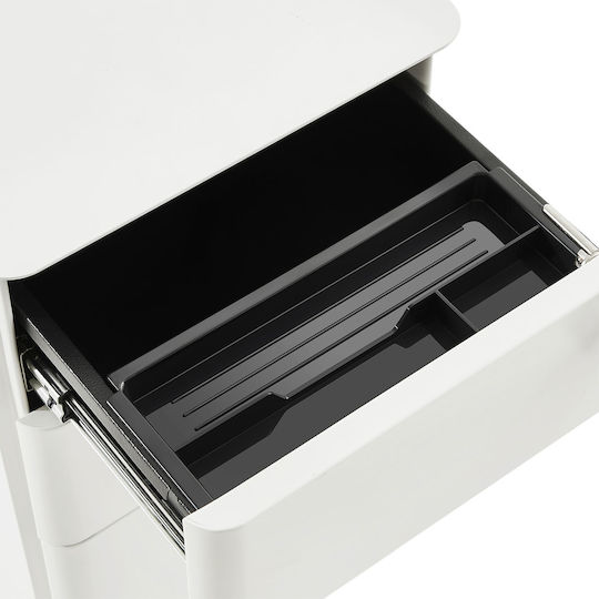 Metal Office Drawer with Wheels and Lock White 46x30x59.2cm