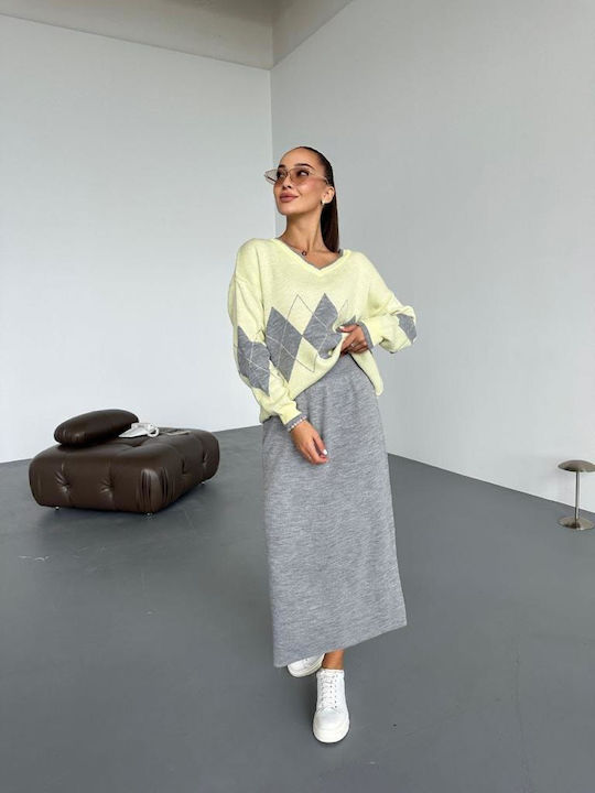 Korinas Fashion Σετ με Midi Φούστα σε Κίτρινο χρώμα