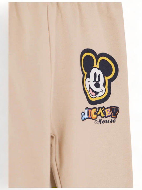Mickey Παιδικό Παντελόνι Φόρμας Μπεζ 2τμχ
