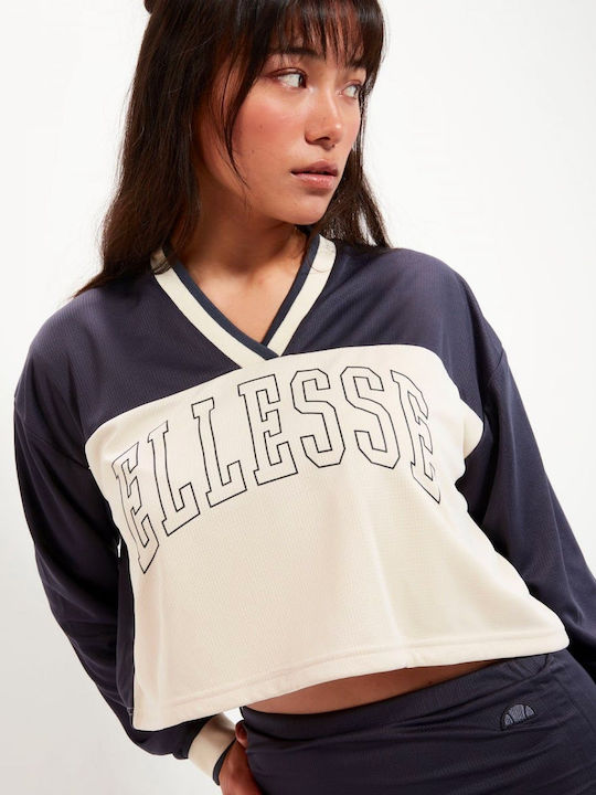 Ellesse Damen Sportliches Crop Top Langarm Blau