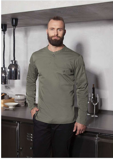 Karlowsky Bluse Koch Baumwolle Khaki mit Langärmelig