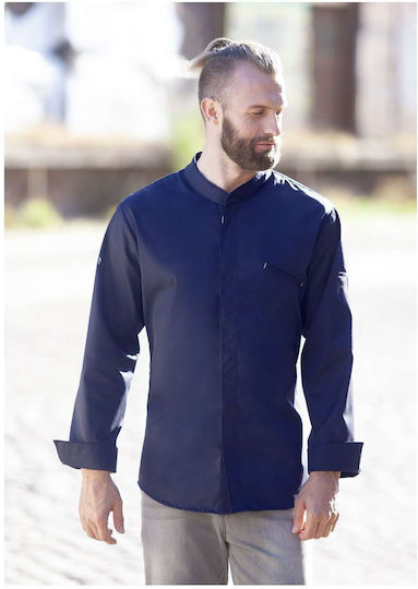 Karlowsky Mantel Koch 100% Baumwolle Blau mit Langärmelig